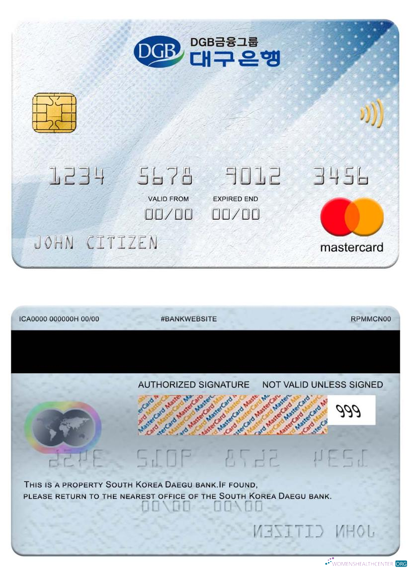 Download South Korea Daegu bank mastercard Photoshop template